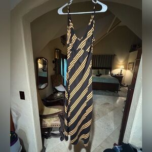 ASOS Black and Gold Striped Maxi Dress